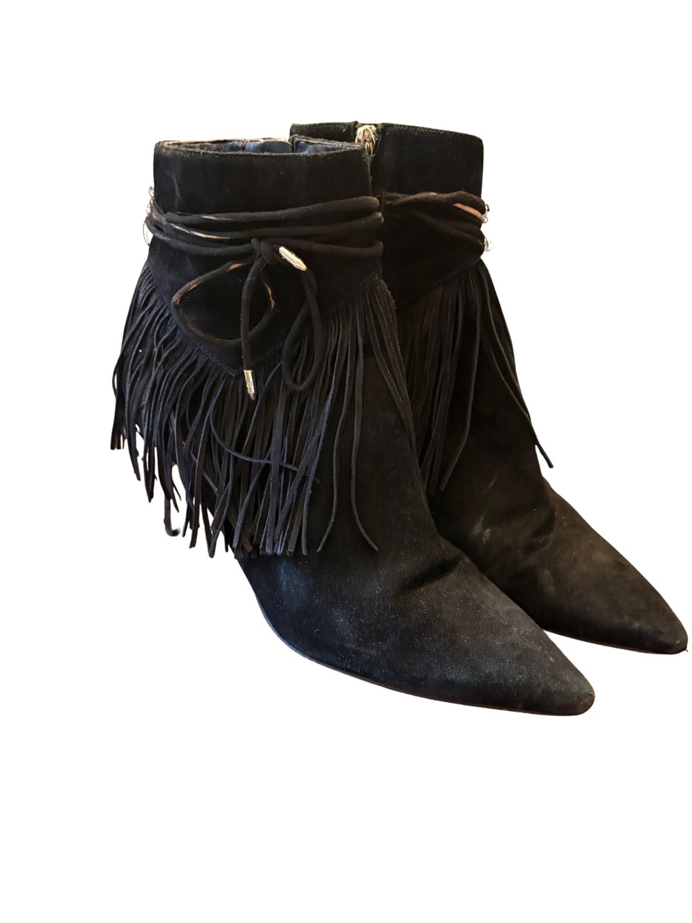 Sam Edelman Black Suede Fringe Ankle Boots